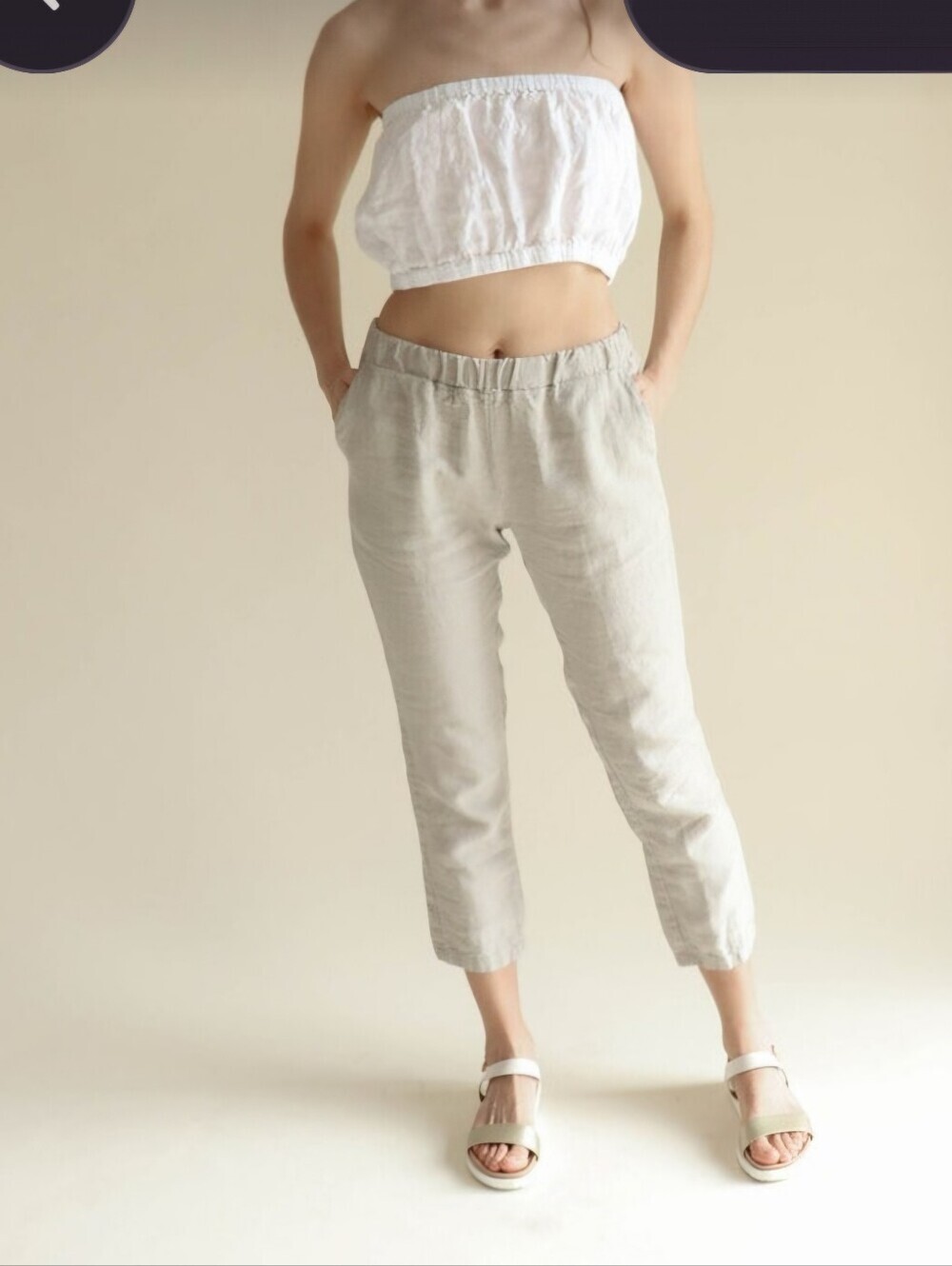 Cropped Linen Tube Top - Picture 4 of 4